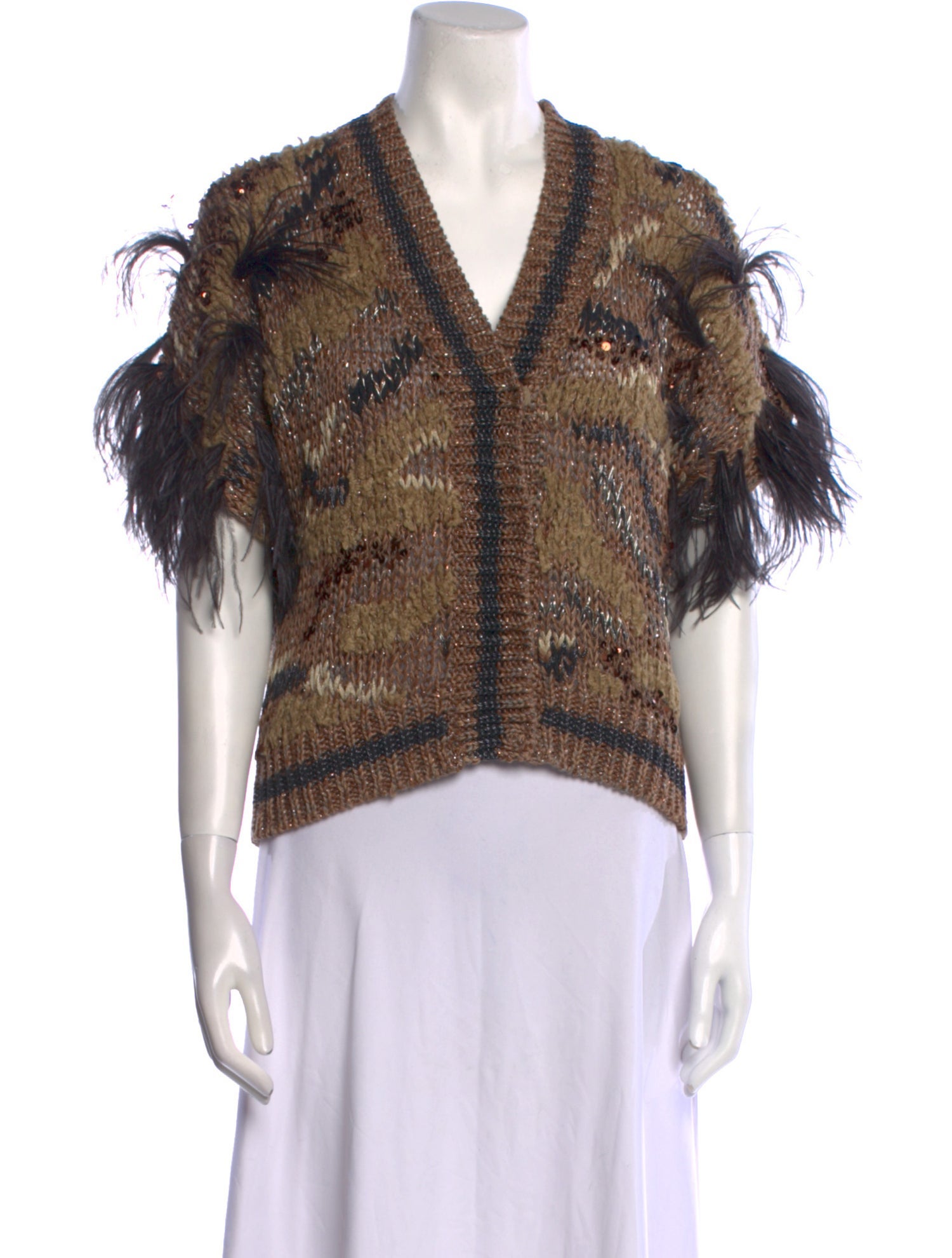 Brunello Cucinelli Printed V-Neck Sweater
